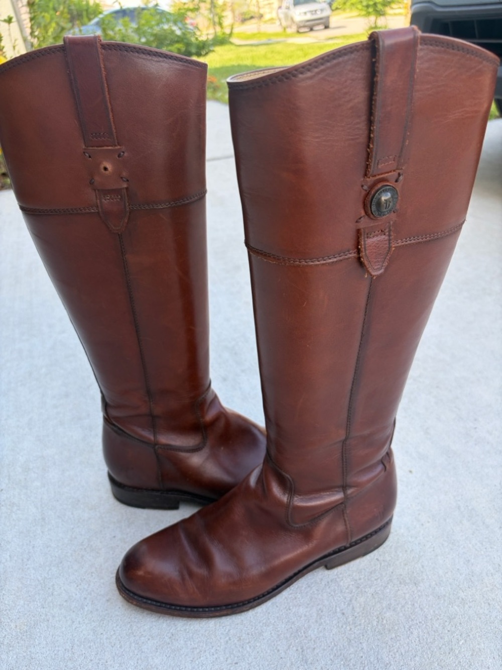 Jayden Button Women's Tall Frye Boots Size 9M, Redwood Brown